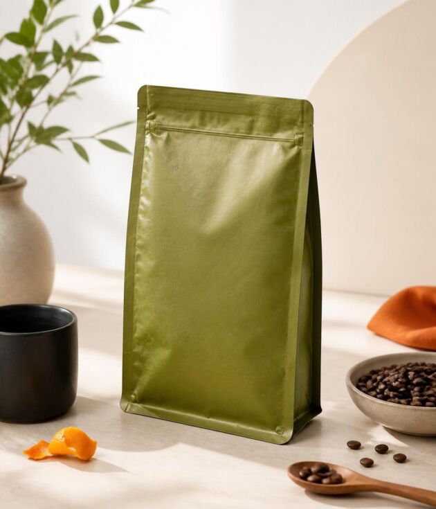 Matte olive coffee pack