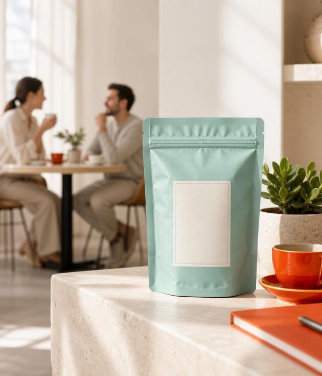 Minimalist mint coffee pack